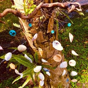 Seashell wind chimes driftwood and beads large